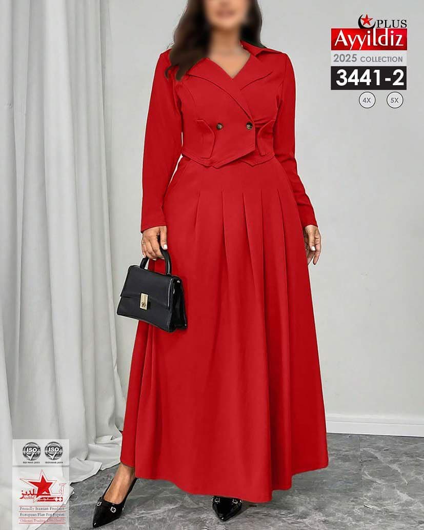 کت و دامن زنانه مجلسی زیبا سایز بزرگ کد 3441