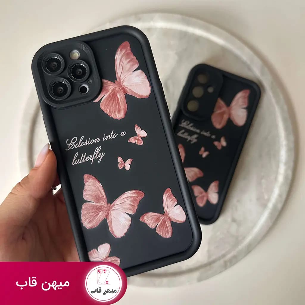 قاب گوشی آیفون سولید پروانه مشکی - کد (۳۹۴۰۸)