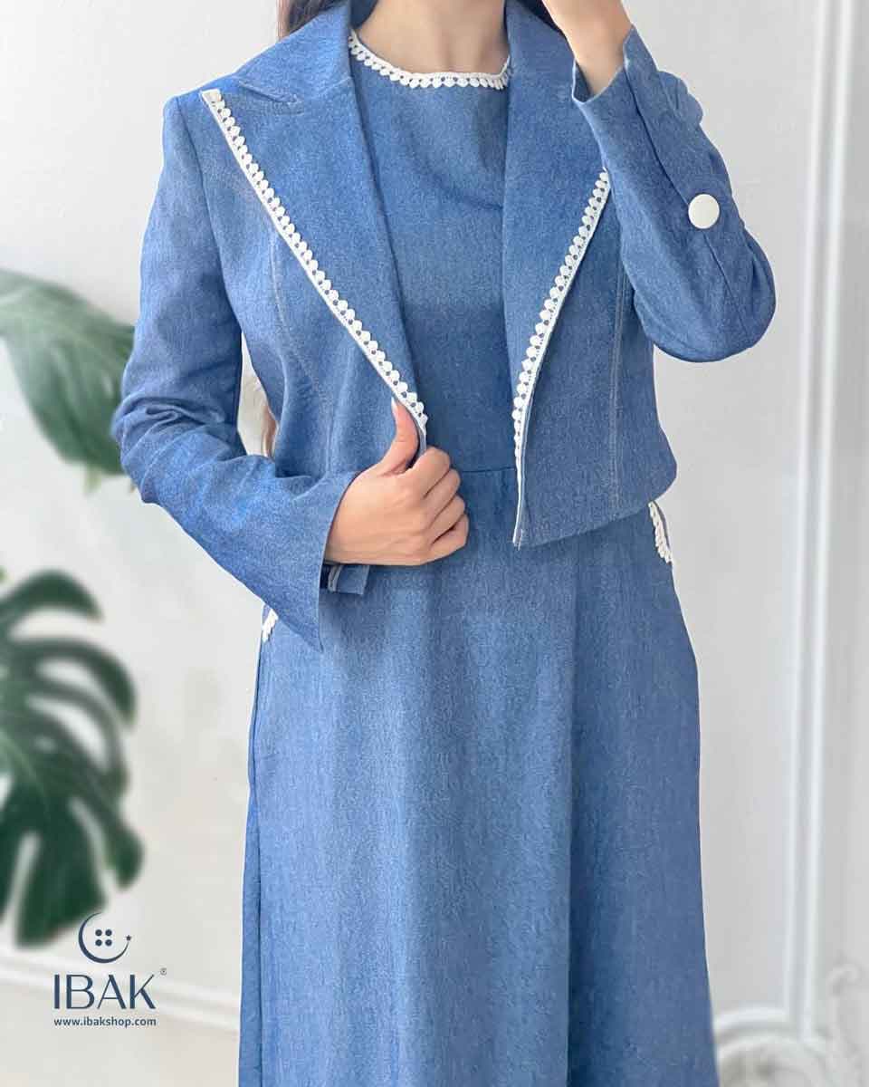 کت کراپ زنانه یقه eng نوار دوزی ibk