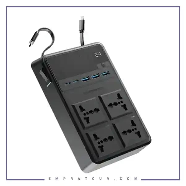 چندراهی برق 2500 وات به همراه کابل جمع شونده پاورولوژی Powerology Power Strip PWCUQC029