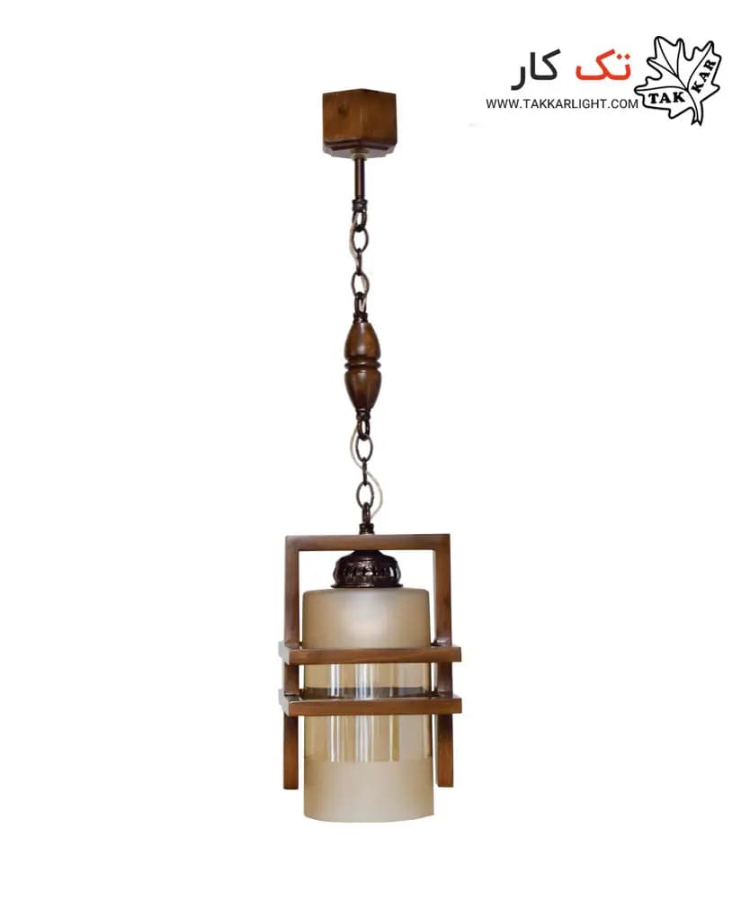 چراغ آویز چوبی 1 شعله طرح بیتا