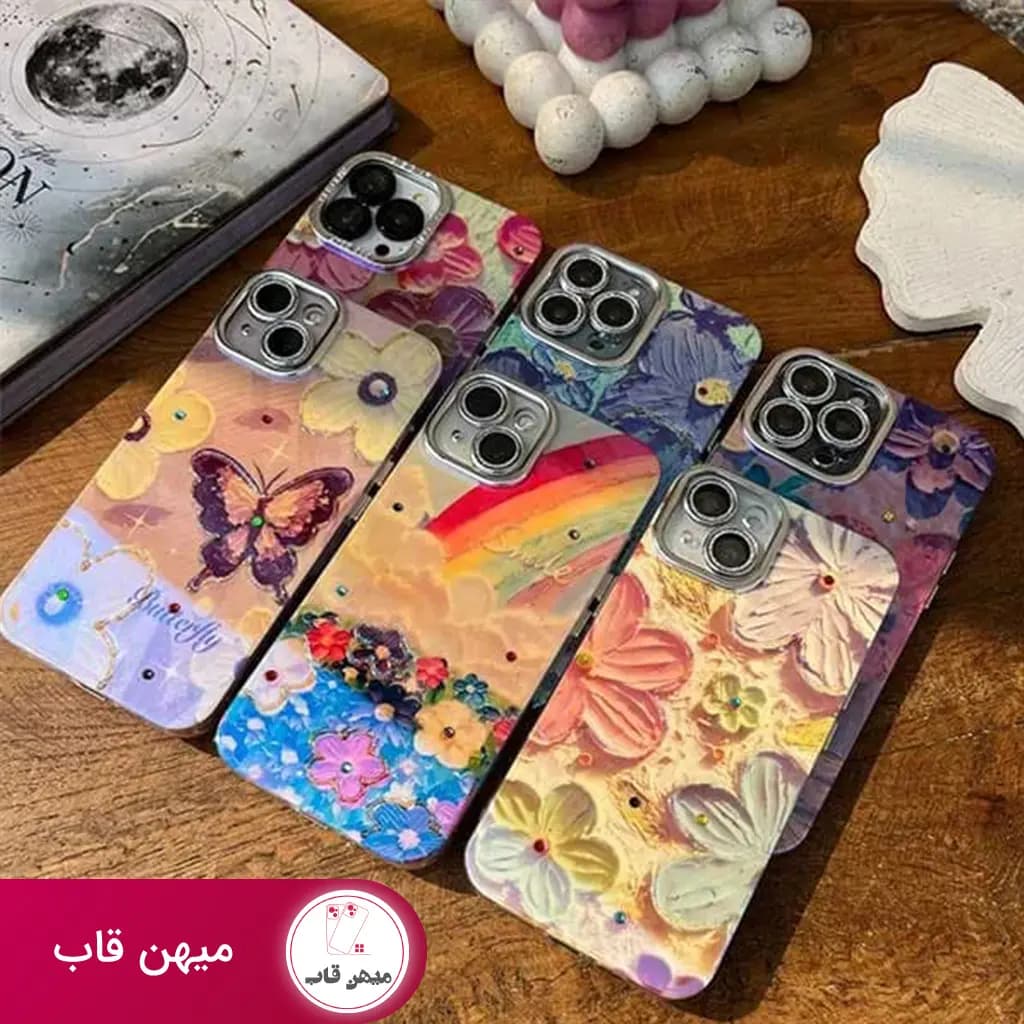 قاب گوشی آیفون پنج گل آب رنگی - کد (۲۷۲۷۹)