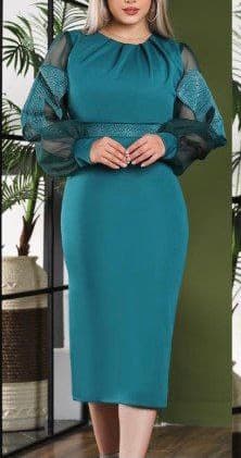 لباس مجلسی زنانه و شب میدی مدل آستین پروانه ایی ساقدوش