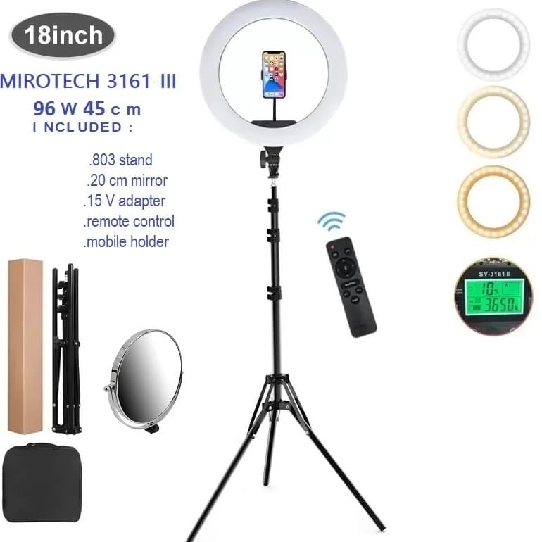 رينگ لايت میروتک همراه با آینه و پایه MiroTech SY-3161 III ring light with mirror