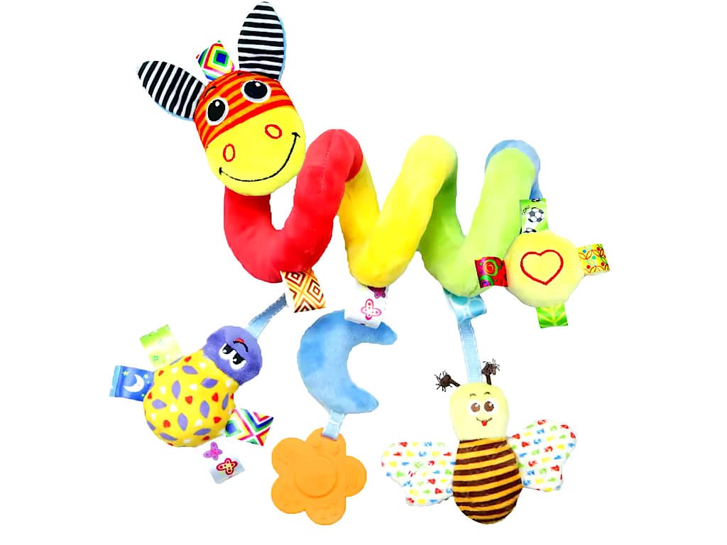 آویز تخت و کریر مارپیچی عروسکی به همراه دندانگیر سیلیکونی SKK BABY