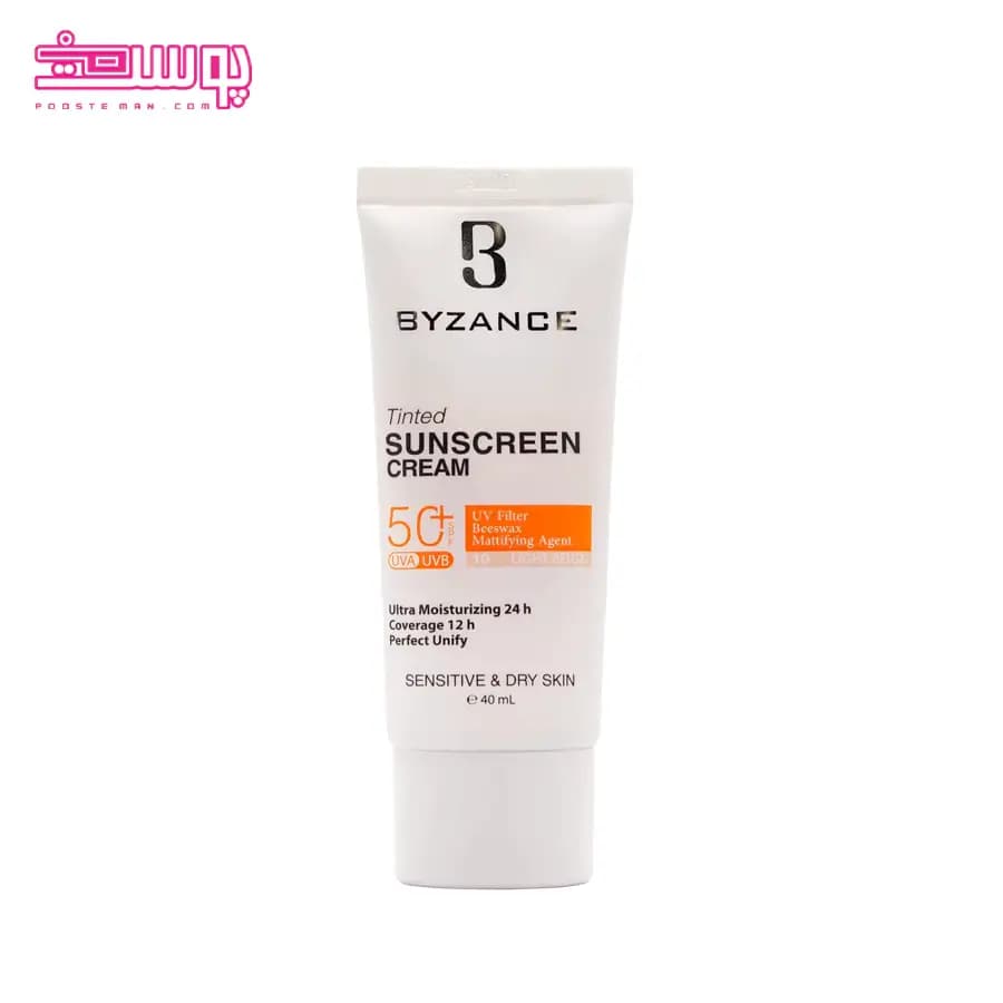 کرم ضد آفتاب رنگی بیزانس مناسب پوست خشک SPF 50 حجم 40ml