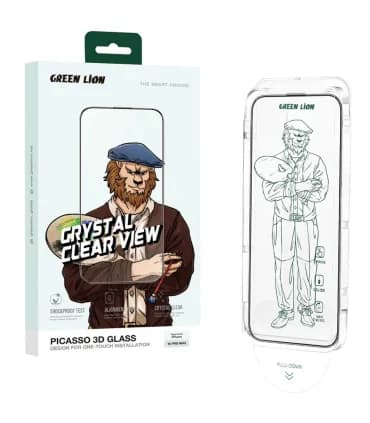 گلس قالب نصب اسان گرین لاین مدل پیکاسو ایفون 16 پرومکس Green Lion 3D Glass PICASSO Iphone 16 pro max