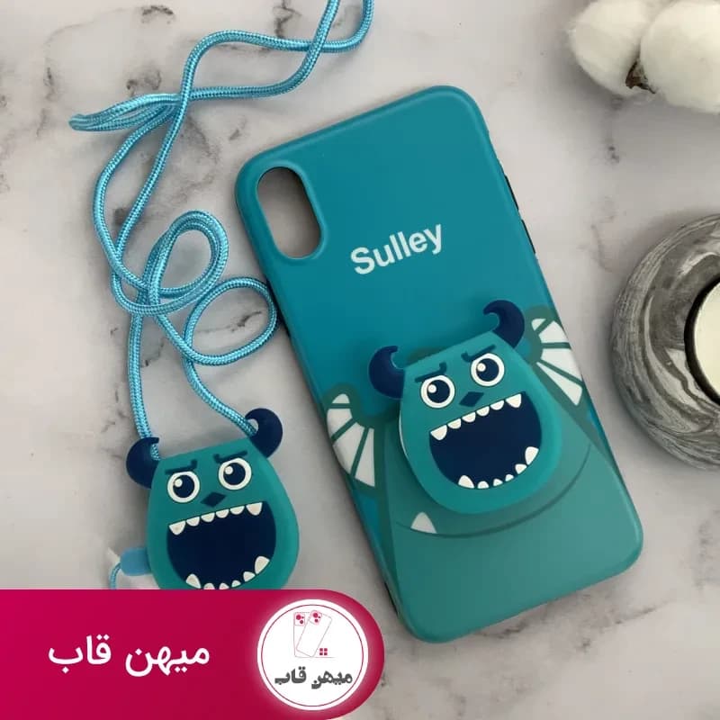 قاب موبایل آیفون سالیوان مایک ژله ای براق پرینتی + پاپ سوکت و بند ست - کد (۹۹۹۱۰)