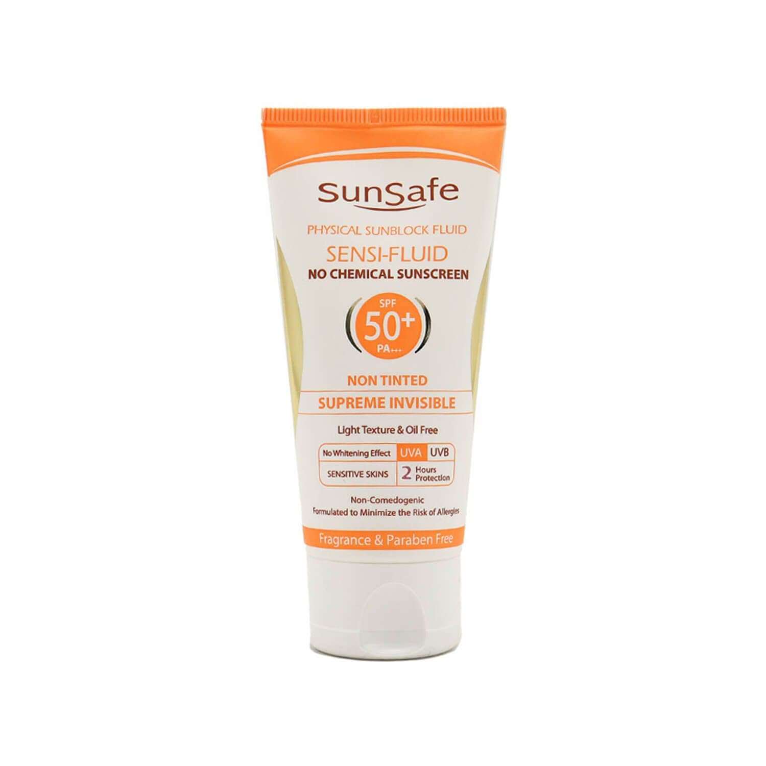 فلوئید ضد آفتاب فیزیکال فاقد چربی سان سیف SPF 50 حجم 50 میلی لیتر - بی رنگ