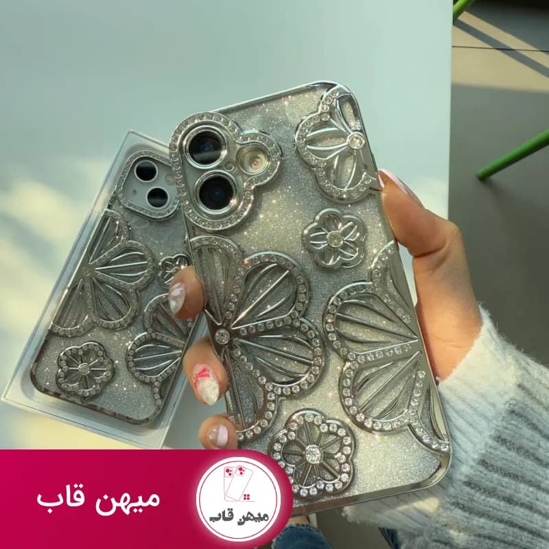 قاب گوشی آیفون گل نرگس شاین همراه با برگه اکلیلی - کد (۶۸۸۵۱)