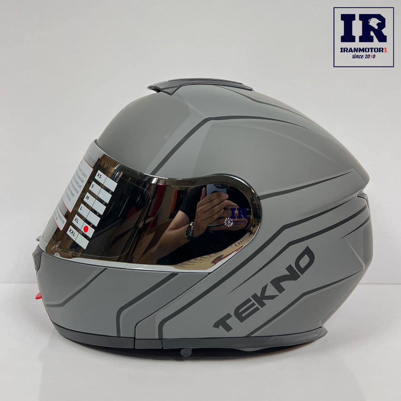 کلاه کاسکت فک متحرک تکنو Tekno – طوسی مات