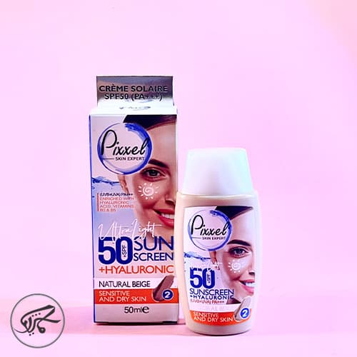 کرم ضدآفتاب رنگ بژ طبیعی پیکسل SPF50 پوستهای نرمال حساس و خشک 50میل Pixxel Sunscreen
