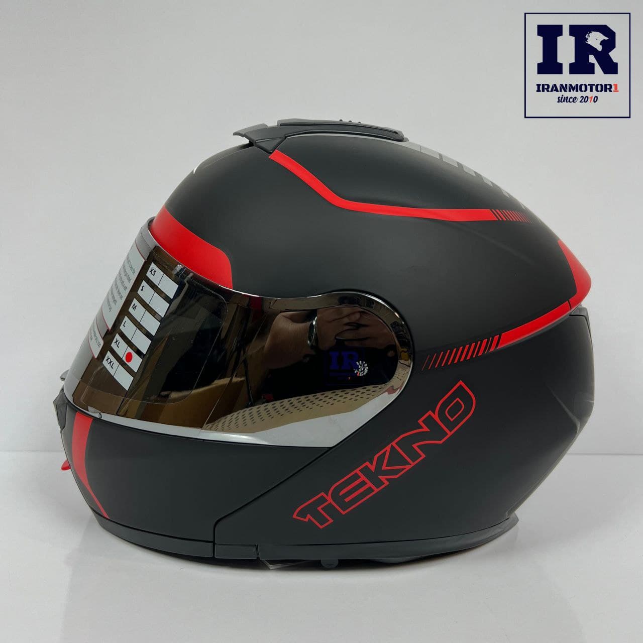 کلاه کاسکت فک متحرک تکنو Tekno – مشکی قرمز مات