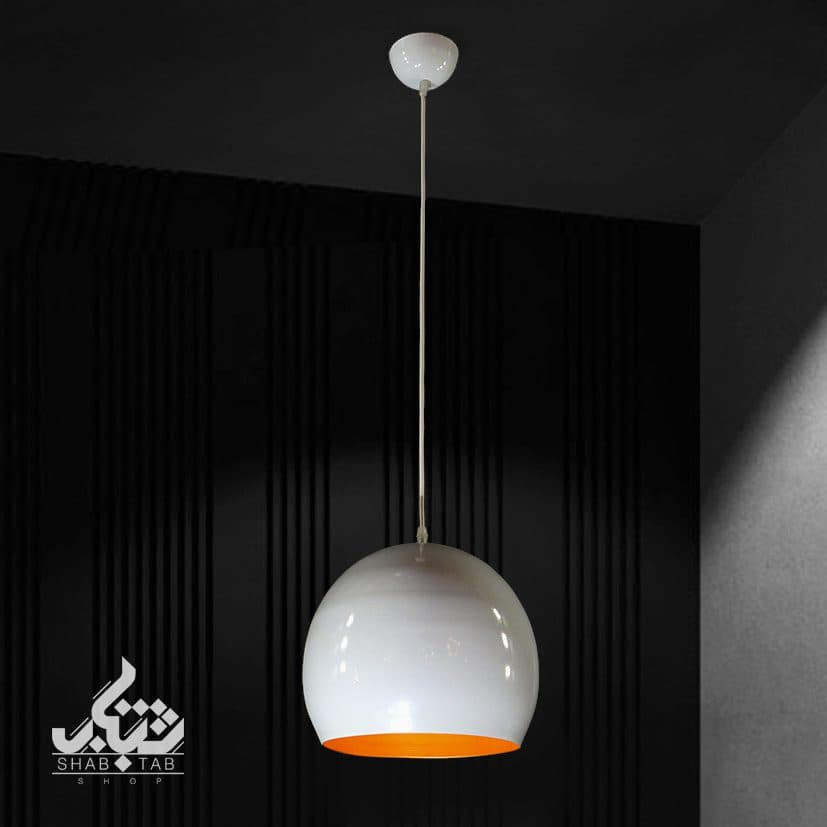 لوستر آویز مدرن تک شعله خمره ای سفید بزرگ کد 353 SHJ