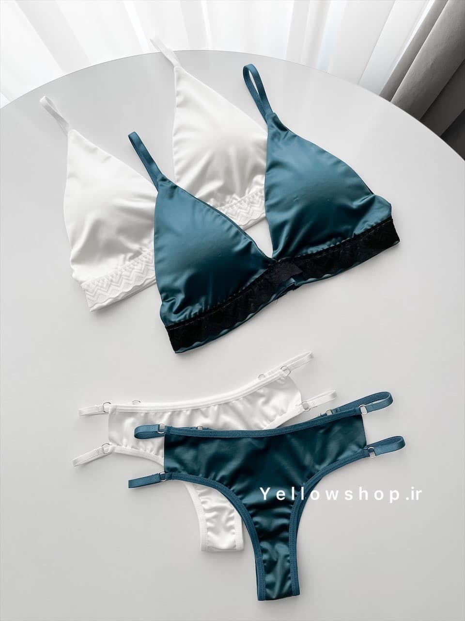 ست شورت و نیم تنه ساتنی قزن دار 25071 (ایراد دار)
