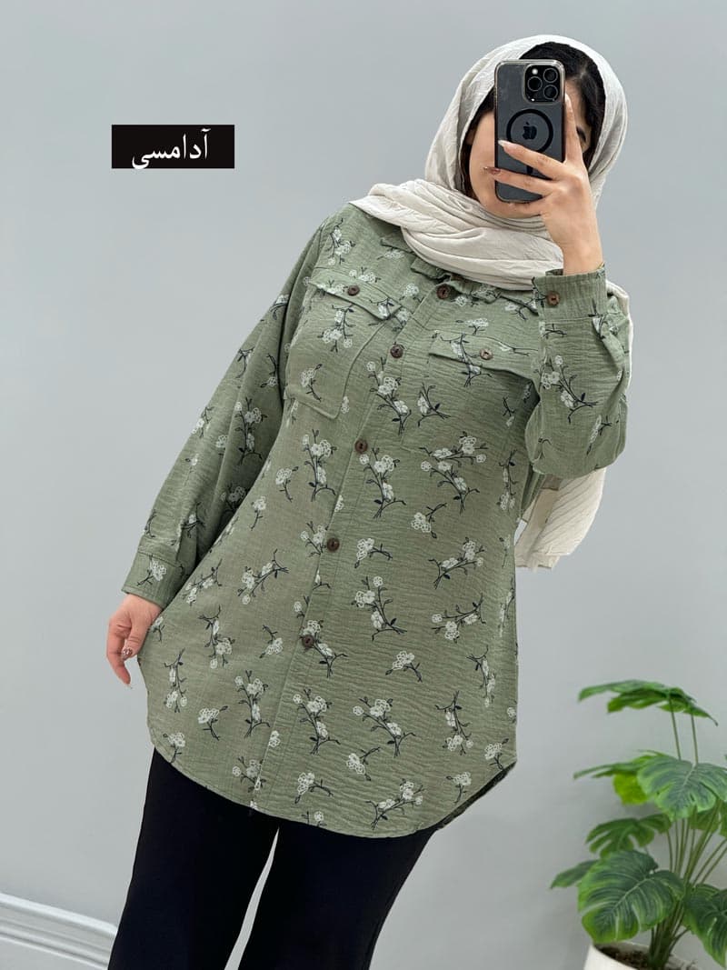 شومیز مانتویی شانتون گلی کد 10105410