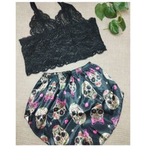 ست نیم تنه و شورتک ساتن مناسب سایز36 تا 40