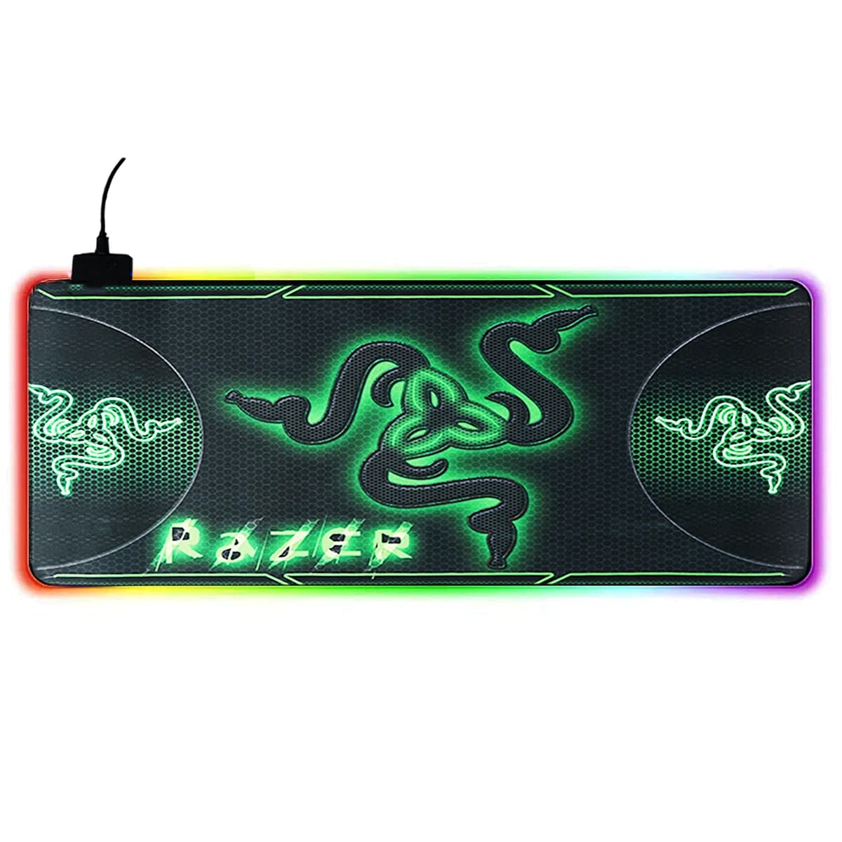 ماوس پد گیمینگ ریزر سایز 30×70 مدل RGB طرح سبز