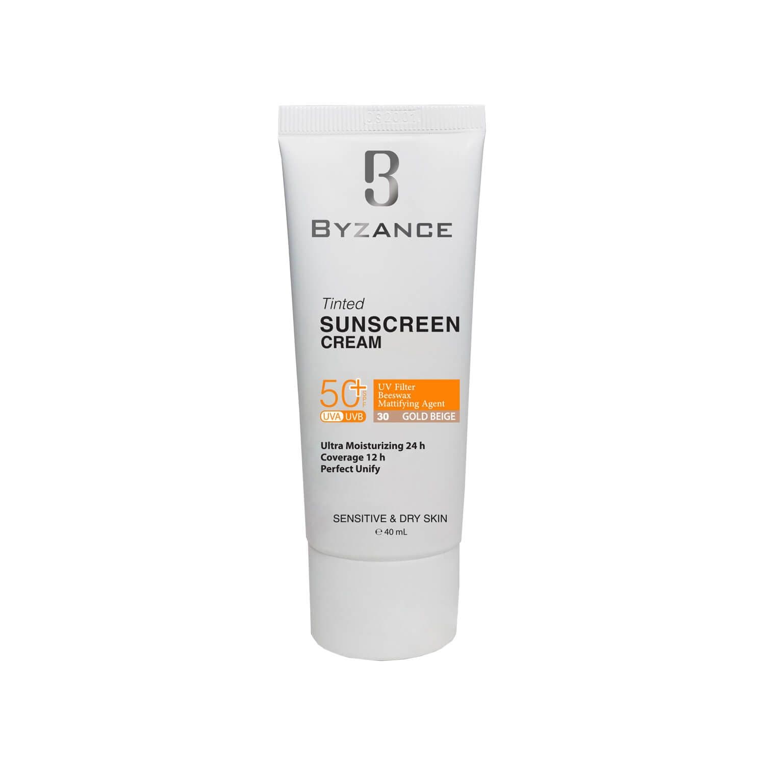 کرم ضد آفتاب SPF 50 بیزانس مناسب پوست های خشک و حساس حجم 40 میلی لیتر - بژ طلایی شماره 30