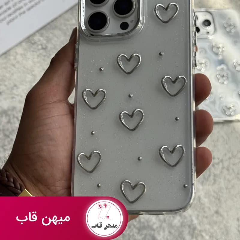قاب موبایل آیفون و سامسونگ قلب دکوراتیو فلزی بیرنگ - کد (۸۲۰۴۶)