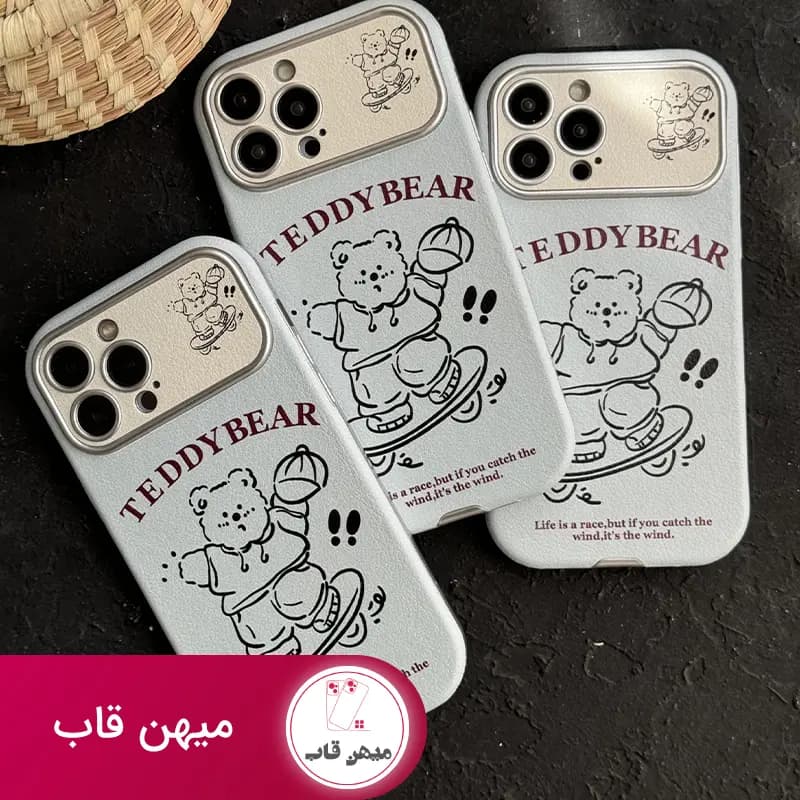 قاب موبایل آیفون خرس تدی اسکیت سوار - کد (۴۵۹۶۲)